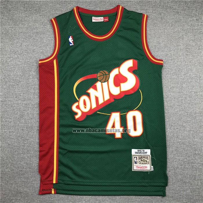 Camiseta Seattle SuperSonics Shawn Kemp NO 40 Historic Retro Verde2